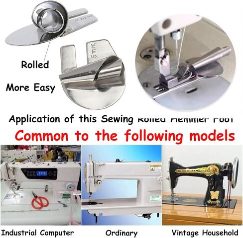 Universal Sewing Rolled Hemmer Foot Set, 7Pcs Wide Rolled Hem Pressure Foot, 3mm-10mm Wide Narrow Rolled Hem Sewing Machine Presser Foot Kit, Seam Guide for Sewing Machine, Home Industrial Sewing Mach in Saudi Arabia