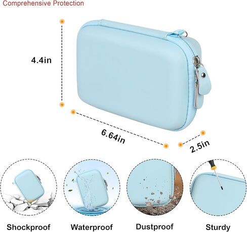 Elonbo Carrying Case for cudinham ​​​Thermal Mini Printer, Portable Inkless Sticker Maker Travel Bag, Wireless Bluetooth Label Printer Storage Holder, Mesh Pocket Fits printer paper Cable, Blue in Saudi Arabia