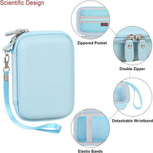 Elonbo Carrying Case for cudinham ​​​Thermal Mini Printer, Portable Inkless Sticker Maker Travel Bag, Wireless Bluetooth Label Printer Storage Holder, Mesh Pocket Fits printer paper Cable, Blue in Saudi Arabia