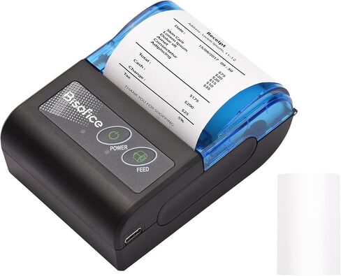 Receipt Printer, Portable Mini Thermal Printer 2 inch Wireless USB Receipt Bill Ticket Printer with 58mm Print Paper Compatible with Android Windows for Small Business Restaurant Sales in Kuwait