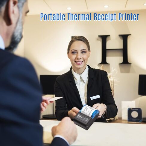Receipt Printer, Portable Mini Thermal Printer 2 inch Wireless USB Receipt Bill Ticket Printer with 58mm Print Paper Compatible with Android Windows for Small Business Restaurant Sales in Kuwait