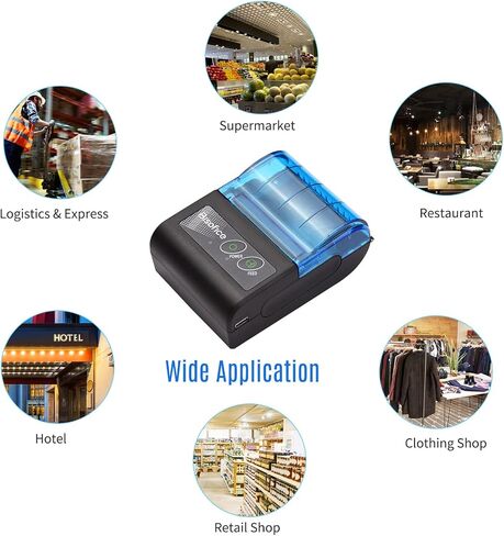 Receipt Printer, Portable Mini Thermal Printer 2 inch Wireless USB Receipt Bill Ticket Printer with 58mm Print Paper Compatible with Android Windows for Small Business Restaurant Sales in Kuwait