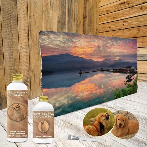 WAN2TLK Photo Transfer Medium Kit, with Gloss Varnish, Gel Medium for Photo Transfer Can Transferring Photos to Wood and Other Hard Surfaces, Ideal for DIY Wood Photo (Gloss Finish) in Saudi Arabia