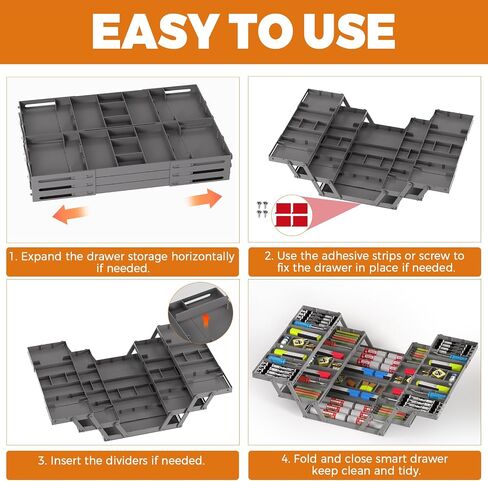 3 Tier Drawer Organizer - Expandable Junk Drawer Organizer Smart Office Supply Organizer, Folding Kitchen Drawer Storage Multi Level Desk Organizer for Makeup, Jewelry, Cosmetics Storage(2 Row 3 Tier) in Saudi Arabia