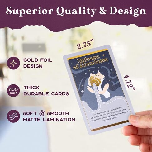 PURPLE CANYON Empowerment Cards for Women and Men | Positive Affirmations Cards for Motivation and Inspiration | Mindfulness Cards for Self Care | Beautiful Gold Foil 52 Card Deck in Kuwait