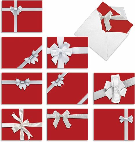 The Best Card Company - 10 Blank Christmas Note Cards with Envelopes (4 x 5.12 Inch) - Fun Assorted Holiday Notecard Set - Retro Tannenbaum M6648XSB in Kuwait