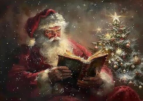 5D الشتاء عيد الميلاد الماس مجموعات الطلاء للبالغين المبتدئين، عيد الميلاد سانتا كلوز قراءة كتاب الماس الفن عدة، DIY كامل جولة الحفر الماس نقطة جوهرة الفن مجموعات للبالغين، ديكور جدار المنزل 15.7x11.8 بوصة in Kuwait