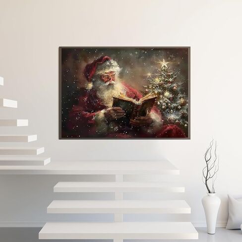 5D الشتاء عيد الميلاد الماس مجموعات الطلاء للبالغين المبتدئين، عيد الميلاد سانتا كلوز قراءة كتاب الماس الفن عدة، DIY كامل جولة الحفر الماس نقطة جوهرة الفن مجموعات للبالغين، ديكور جدار المنزل 15.7x11.8 بوصة in Kuwait