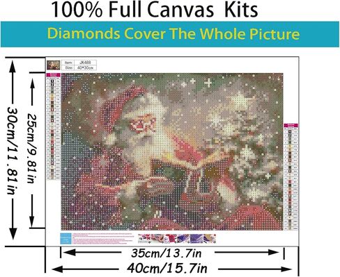 5D الشتاء عيد الميلاد الماس مجموعات الطلاء للبالغين المبتدئين، عيد الميلاد سانتا كلوز قراءة كتاب الماس الفن عدة، DIY كامل جولة الحفر الماس نقطة جوهرة الفن مجموعات للبالغين، ديكور جدار المنزل 15.7x11.8 بوصة in Kuwait
