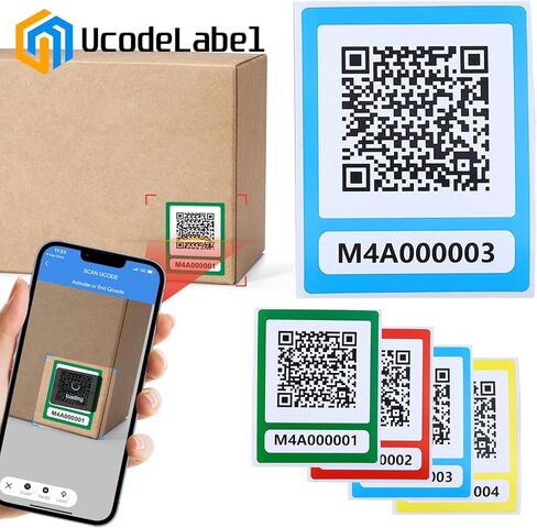 ZbZcYmt QR Code Labels Scannable Stickers for Storage Bins—on iOS & Android App（UcodeLabel）- 50 Labels-Blue in Kuwait