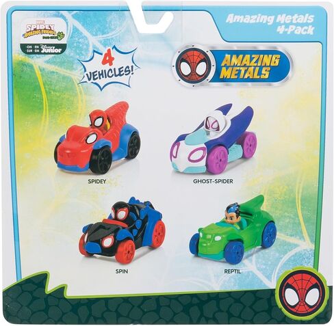 MARVEL Spidey and His Amazing Friends Amazing Metals 4 Pack - Four 3-Inch Die-Cast Dino-Webs Vehicles with Built-in-Characters in Saudi Arabia