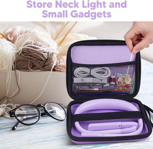 Storage Case for EastPin Neck Light (Case Only), Zipper Carring Box with Organizer Pouch for Cable, Glasses, Reading Accessories Book Page Holder Bookmarks and Craft Knitting Crochet Sewing Supplies in Saudi Arabia