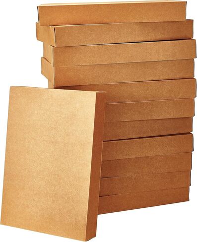 JOYIN 12PCS Christmas Shirt Gift Boxes with Lids for Presents, 14.25" x 9.5" x 1.8" Brown Kraft Clothes Gifts Wrap Boxes with Tissue Paper for Sweater, Robe, Xmas, Holidays, Father's Day, Birthdays in Saudi Arabia