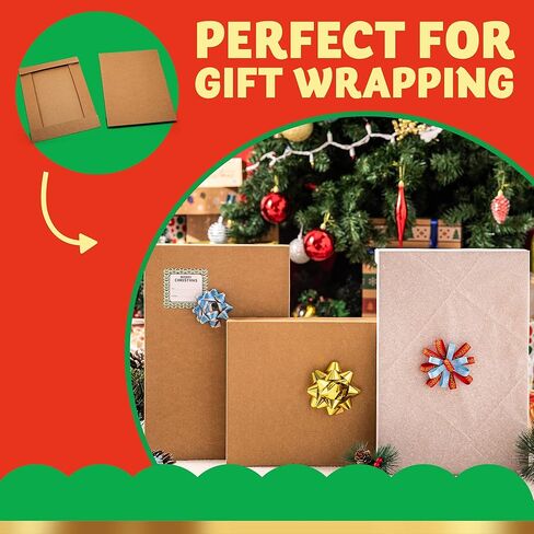 JOYIN 12PCS Christmas Shirt Gift Boxes with Lids for Presents, 14.25" x 9.5" x 1.8" Brown Kraft Clothes Gifts Wrap Boxes with Tissue Paper for Sweater, Robe, Xmas, Holidays, Father's Day, Birthdays in Saudi Arabia