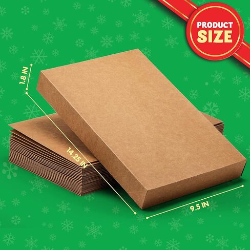 JOYIN 12PCS Christmas Shirt Gift Boxes with Lids for Presents, 14.25" x 9.5" x 1.8" Brown Kraft Clothes Gifts Wrap Boxes with Tissue Paper for Sweater, Robe, Xmas, Holidays, Father's Day, Birthdays in Saudi Arabia