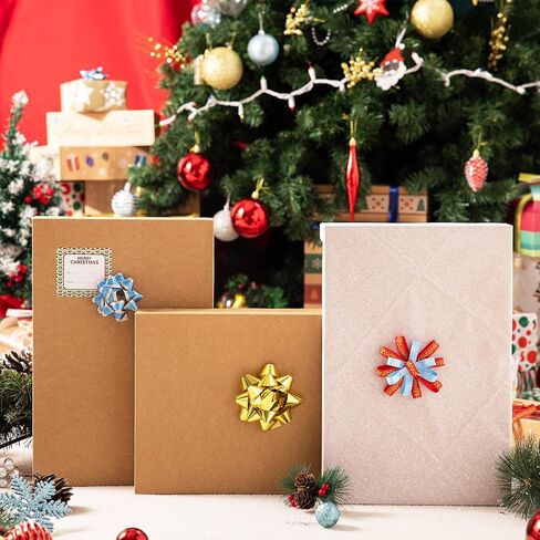 JOYIN 12PCS Christmas Shirt Gift Boxes with Lids for Presents, 14.25" x 9.5" x 1.8" Brown Kraft Clothes Gifts Wrap Boxes with Tissue Paper for Sweater, Robe, Xmas, Holidays, Father's Day, Birthdays in Saudi Arabia