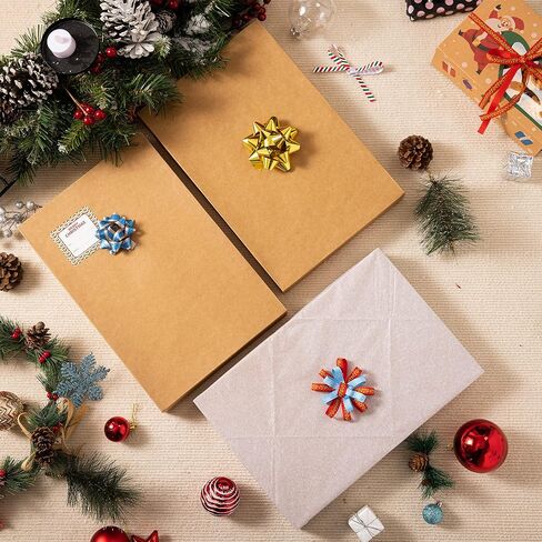 JOYIN 12PCS Christmas Shirt Gift Boxes with Lids for Presents, 14.25" x 9.5" x 1.8" Brown Kraft Clothes Gifts Wrap Boxes with Tissue Paper for Sweater, Robe, Xmas, Holidays, Father's Day, Birthdays in Saudi Arabia