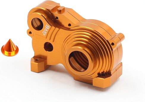 CNC Aluminum Gearbox Metal Diff Transmission Gear Box Case for 1/5 RC Car HPI KM RV Baja 5b ss 5sc Upgrade Part (Design 1-Orange) in Saudi Arabia