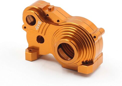 CNC Aluminum Gearbox Metal Diff Transmission Gear Box Case for 1/5 RC Car HPI KM RV Baja 5b ss 5sc Upgrade Part (Design 1-Orange) in Saudi Arabia