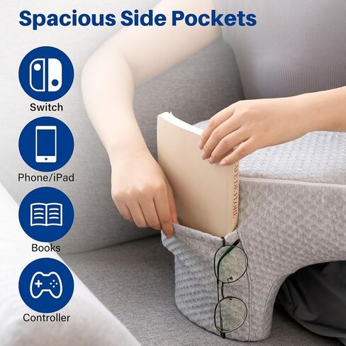 Reading Pillows for Sitting in Bed Adult, Soft Laptop Lap Desk, Cushy Desk, Extra Large Gaming Pillow with Pocket, Arm Rest Pillow for Couch Sofa Floor, Memory Foam Bed Rest Lap Pillow for Working (A) in Saudi Arabia