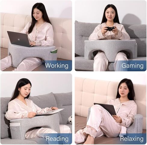 Reading Pillows for Sitting in Bed Adult, Soft Laptop Lap Desk, Cushy Desk, Extra Large Gaming Pillow with Pocket, Arm Rest Pillow for Couch Sofa Floor, Memory Foam Bed Rest Lap Pillow for Working (A) in Saudi Arabia