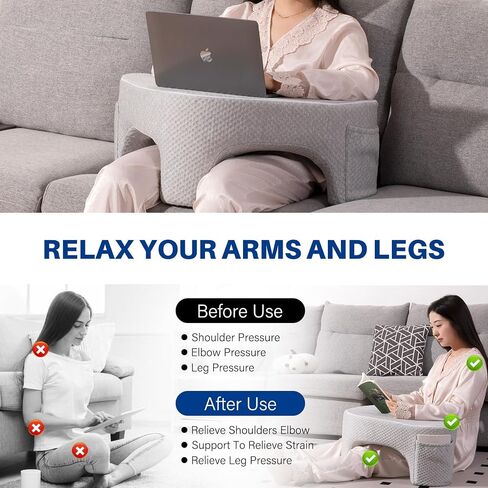 Reading Pillows for Sitting in Bed Adult, Soft Laptop Lap Desk, Cushy Desk, Extra Large Gaming Pillow with Pocket, Arm Rest Pillow for Couch Sofa Floor, Memory Foam Bed Rest Lap Pillow for Working (A) in Saudi Arabia