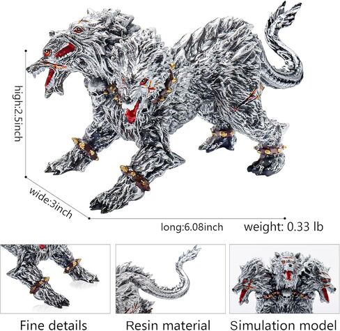 تمثال سيربيروس واقعي من Bbiamsleep مقاس 15.24 سم، تمثال هيلهاوند فضي من البلاستيك، تمثال سيربيروس وحش أسطوري، هدية لحفلات الهالوين وأعياد الميلاد، ديكور المنزل in Kuwait