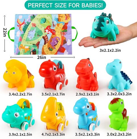 ALASOU 9 PCS Dinosaur Fantastic Creatures Toys with Playmat/Storage Bag|Baby Toys for 1 2 Year Old Boy|1st Birthday Gifts Easter Basket Stuffers for Toddler|1 Year Old Boy Gift for Infant 12 18 Months in Kuwait