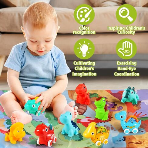 ALASOU 9 PCS Dinosaur Fantastic Creatures Toys with Playmat/Storage Bag|Baby Toys for 1 2 Year Old Boy|1st Birthday Gifts Easter Basket Stuffers for Toddler|1 Year Old Boy Gift for Infant 12 18 Months in Kuwait