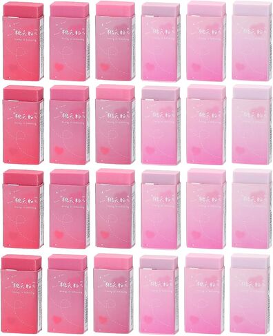 PATIKIL Pencil Erasers, 24 Pcs Rubber Colorful Gradient Art Eraser Cute Erasers Rectangular Eraser for Office Use Drawing Study Supplies Art, Pink in Saudi Arabia