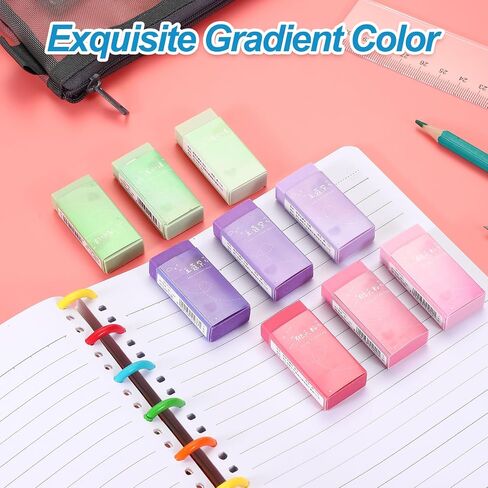 PATIKIL Pencil Erasers, 24 Pcs Rubber Colorful Gradient Art Eraser Cute Erasers Rectangular Eraser for Office Use Drawing Study Supplies Art, Pink in Saudi Arabia