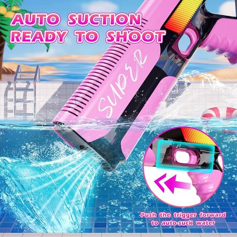 Electric Water Guns for Adults&Kids Age8-12,Toy for Kids 32FT Strong Squirt Gun,Automatic Water Absorption,Battery Powered Auto Reload Gun,Summer Beach Pool Backyard Party Outdoor Toys in Saudi Arabia