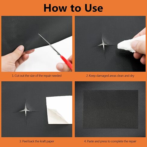 OcePor Self Adhesive Leather Repair Patch, 36 x 90 inch Leather Repair Tape, Leather Patches for Furniture, Vinyl Leather Repair Kit for Couches, Boat Seats, Furniture, Cars(Black) in Saudi Arabia