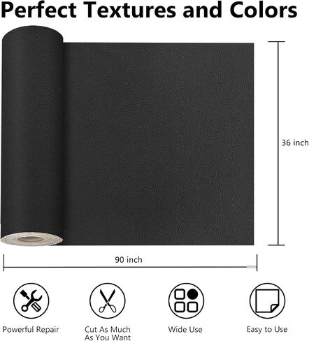 OcePor Self Adhesive Leather Repair Patch, 36 x 90 inch Leather Repair Tape, Leather Patches for Furniture, Vinyl Leather Repair Kit for Couches, Boat Seats, Furniture, Cars(Black) in Saudi Arabia