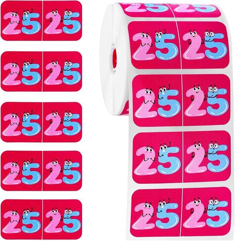 500pcs 2025 Stickers, Coated Paper Year Number Stickers Self Adhesive 25 Year Labels with Cute Expressions Coded Colored File Folder Stickers for Office (Rose red) in Saudi Arabia