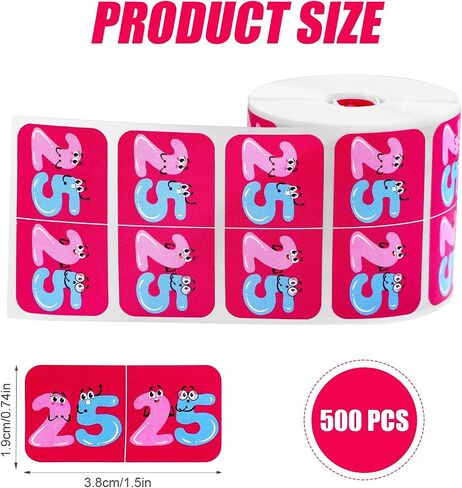 500pcs 2025 Stickers, Coated Paper Year Number Stickers Self Adhesive 25 Year Labels with Cute Expressions Coded Colored File Folder Stickers for Office (Rose red) in Saudi Arabia