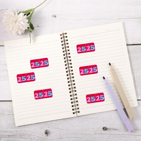 500pcs 2025 Stickers, Coated Paper Year Number Stickers Self Adhesive 25 Year Labels with Cute Expressions Coded Colored File Folder Stickers for Office (Rose red) in Saudi Arabia
