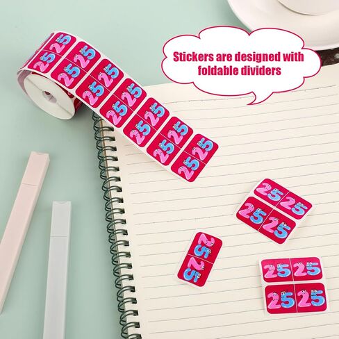 500pcs 2025 Stickers, Coated Paper Year Number Stickers Self Adhesive 25 Year Labels with Cute Expressions Coded Colored File Folder Stickers for Office (Rose red) in Saudi Arabia