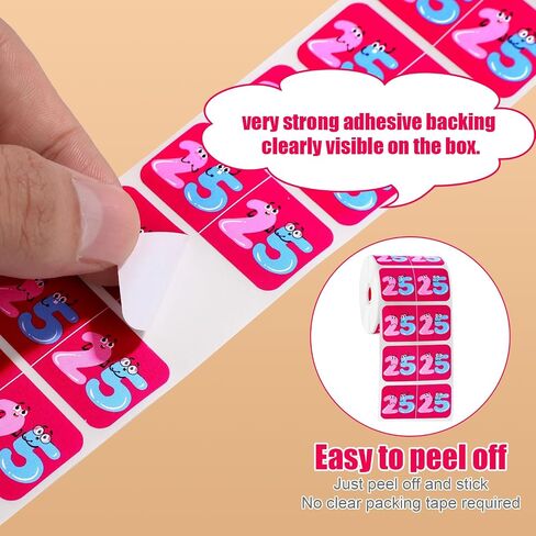 500pcs 2025 Stickers, Coated Paper Year Number Stickers Self Adhesive 25 Year Labels with Cute Expressions Coded Colored File Folder Stickers for Office (Rose red) in Saudi Arabia