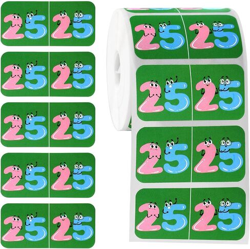 500pcs 2025 Stickers, Coated Paper Year Number Stickers Self Adhesive 25 Year Labels with Cute Expressions Coded Colored File Folder Stickers for Office (Rose red) in Saudi Arabia