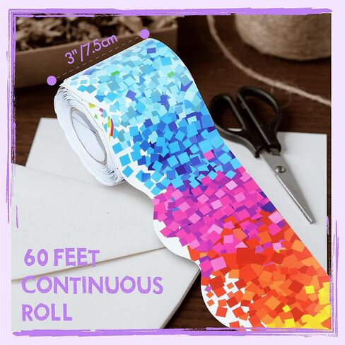 60 Feet Bulletin Board Borders, Scalloped Confetti Rolled Border Trim Decorate Bulletin Boards, Walls, Desks, Windows, Doors for School, Classroom & Offices in Kuwait