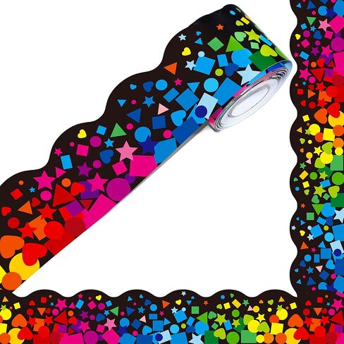 60 Feet Bulletin Board Borders, Scalloped Confetti Rolled Border Trim Decorate Bulletin Boards, Walls, Desks, Windows, Doors for School, Classroom & Offices in Kuwait