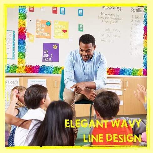 60 Feet Bulletin Board Borders, Scalloped Confetti Rolled Border Trim Decorate Bulletin Boards, Walls, Desks, Windows, Doors for School, Classroom & Offices in Kuwait