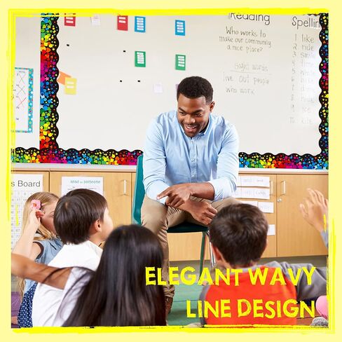60 Feet Bulletin Board Borders, Scalloped Confetti Rolled Border Trim Decorate Bulletin Boards, Walls, Desks, Windows, Doors for School, Classroom & Offices in Kuwait