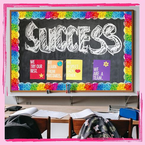 60 Feet Bulletin Board Borders, Scalloped Confetti Rolled Border Trim Decorate Bulletin Boards, Walls, Desks, Windows, Doors for School, Classroom & Offices in Kuwait