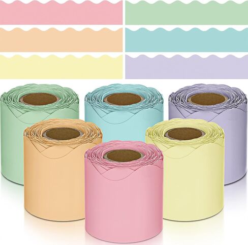 TaoBary 6 Rolls 196.8 ft Colorful Borders for Bulletin Board, Scalloped Trim Christmas Bulletin Board Decorations for Christmas Winter Classroom Decor (Advanced Grey) in Kuwait