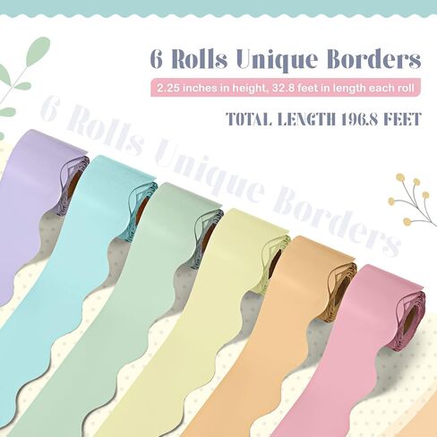 TaoBary 6 Rolls 196.8 ft Colorful Borders for Bulletin Board, Scalloped Trim Christmas Bulletin Board Decorations for Christmas Winter Classroom Decor (Advanced Grey) in Kuwait