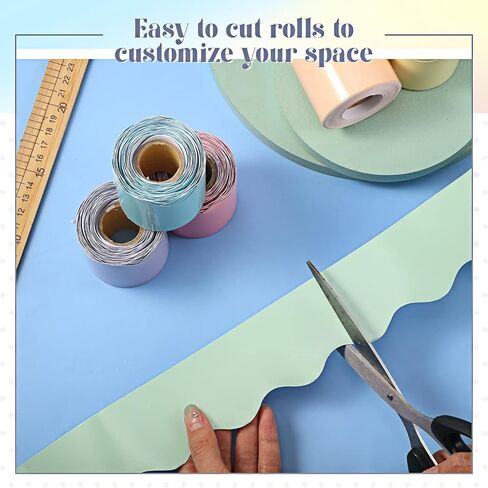 TaoBary 6 Rolls 196.8 ft Colorful Borders for Bulletin Board, Scalloped Trim Christmas Bulletin Board Decorations for Christmas Winter Classroom Decor (Advanced Grey) in Kuwait