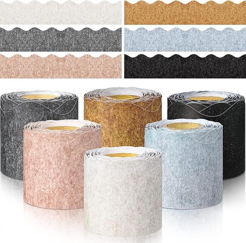 TaoBary 6 Rolls 196.8 ft Colorful Borders for Bulletin Board, Scalloped Trim Christmas Bulletin Board Decorations for Christmas Winter Classroom Decor (Advanced Grey) in Kuwait