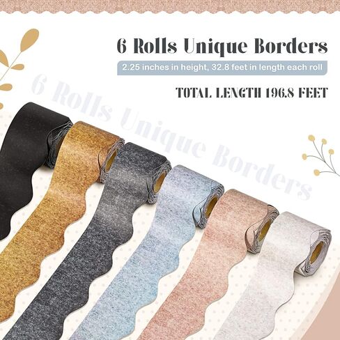 TaoBary 6 Rolls 196.8 ft Colorful Borders for Bulletin Board, Scalloped Trim Christmas Bulletin Board Decorations for Christmas Winter Classroom Decor (Advanced Grey) in Kuwait